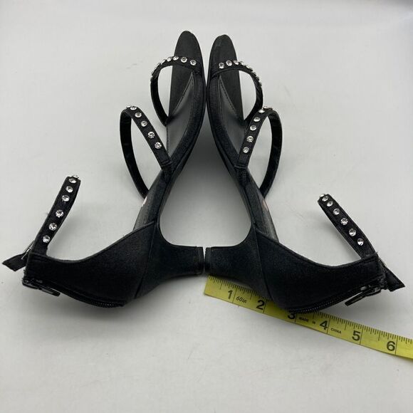 Steve Madden Jdancer Glitter Black Strappy Rhinestone Sandals Size 7,5 - Picture 5 of 8